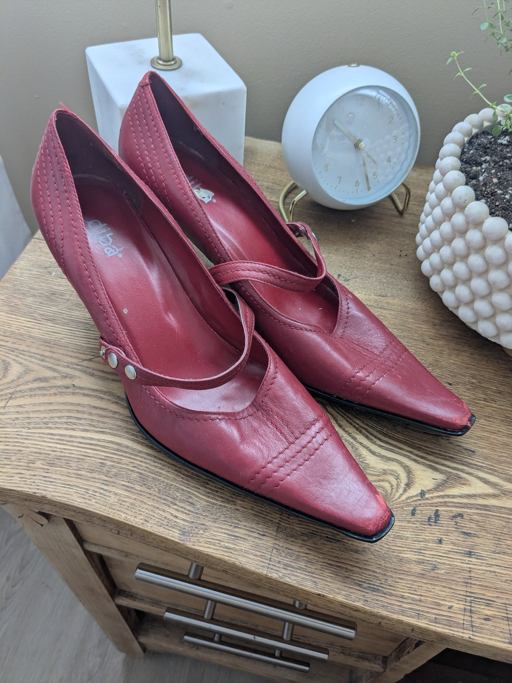 Diba Red Pointed Mary Jane Heels